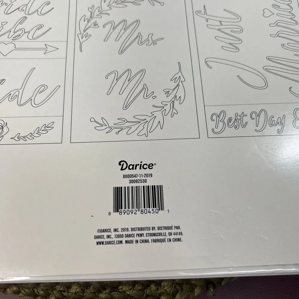 Darice Wedding Marriage Adhesive Back Stencils 6 Large Sheets 11x17” NEW